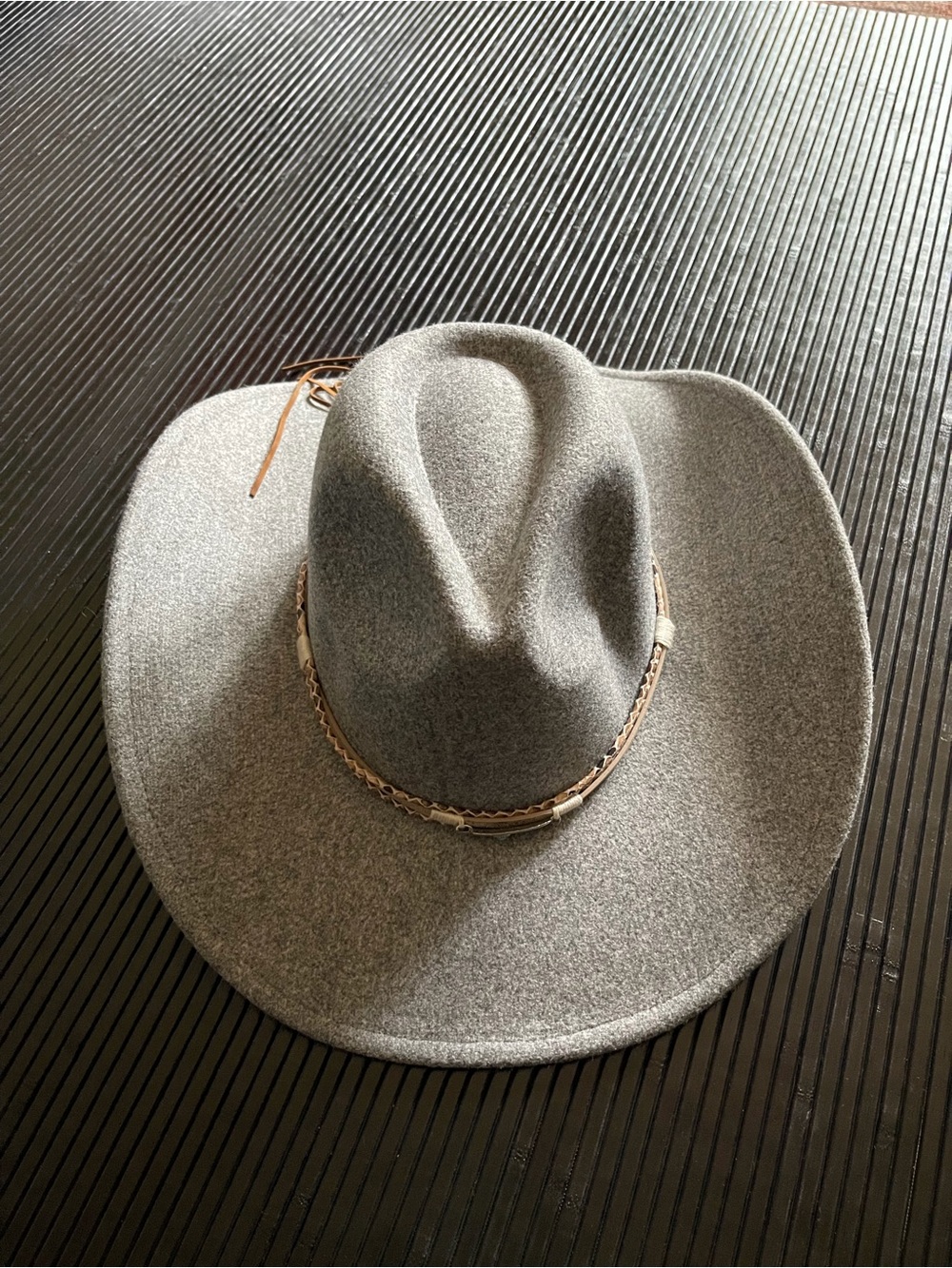 Urban Outfitters Grey Felt Western Hat with Braided Band